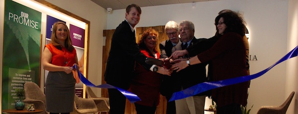 Columbia Care CEO Nicholas Vita and Riverhead Town Councilman John Dunleavy helped cut the ribbon at Columbia Care's Riverhead medical marijuana dispensary Friday morning.