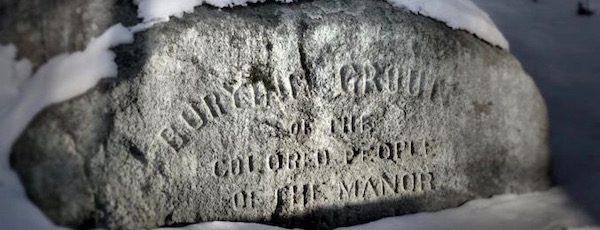 A marker for the burial ground at Sylvester Manor.