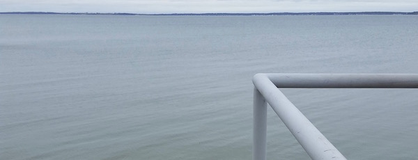 Across the big blue Peconic Bay.