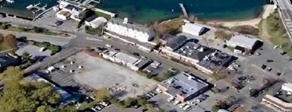 The site of Sag Harbor's Hortonsphere on Bridge Street is now a vacant lot.