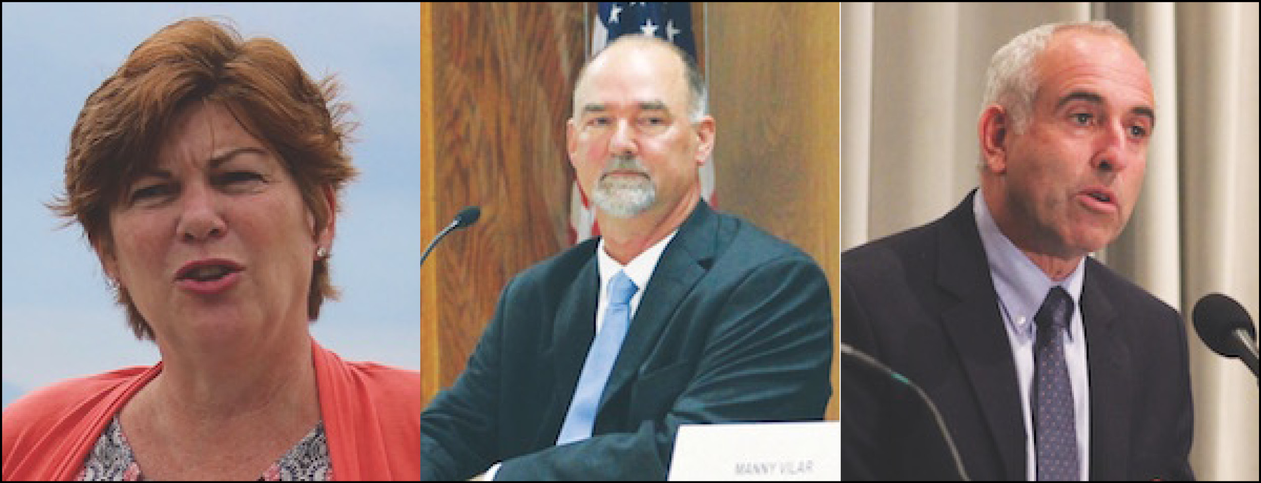 Riverhead supervisor-elect Laura Jens-Smith, East Hampton supervisor-elect Peter Van Scoyoc and re-elected Southampton Town Supervisor Jay Schneiderman.