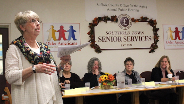 Retired Senior Volunteer Program Executive Director Peg Orsino discussed both Medicare and her program at the Southold Senior Center in Mattituck Oct. 25.