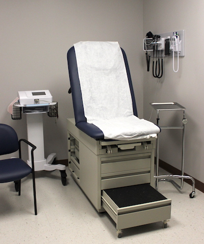One of the medical examination rooms in the new facility.