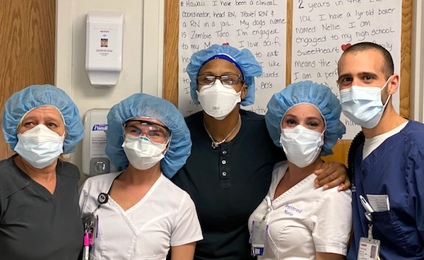Staff Members at Peconic Bay Medical Center in Riverhead prepared to receive Covid-19 patients.