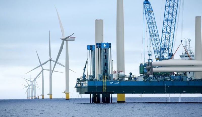 Ørsted‘s Anholt offshore wind farm under construction in Denmark