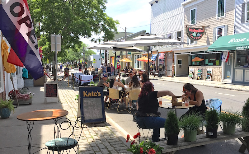 The easternmost block of Greenport’s Front Street was closed to traffic the weekend of June 20 to allow more outdoor dining.