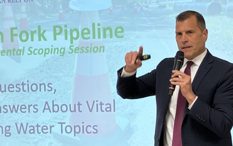 Suffolk County Water Authority Chairman Jeff Szabo at a Scoping Session in June on the North Fork Pipeline.