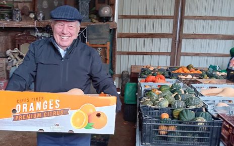 George McVetty was among the volunteers from Food Rescue US’s North Fork chapter who picked up excess winter squash from Krupski Farms to distribute to several food banks and churches and little pantries in Southold Town, Riverhead and Flanders in early November. |. Anne Howard photo