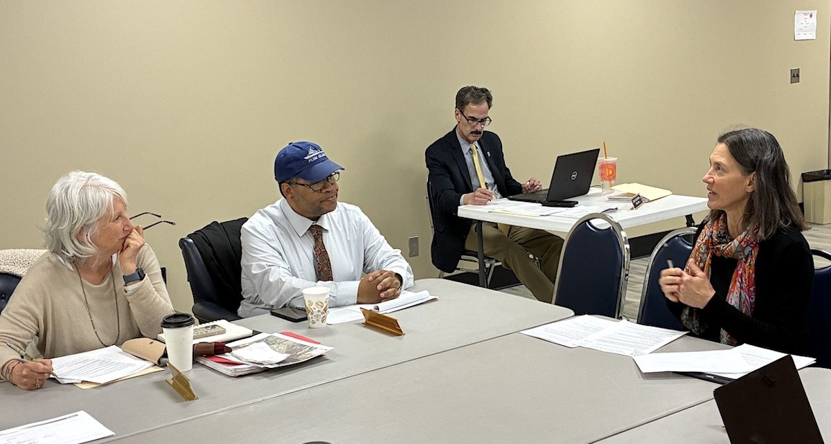 Anne Smith, Brian Mealy and Heather Lanza at the Town Board's April 21 work session.