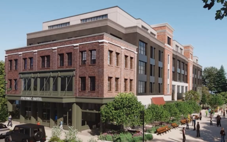 A rendering of the "Peconic Hotel" presented to the Riverhead Town Board at its May 14 work session.